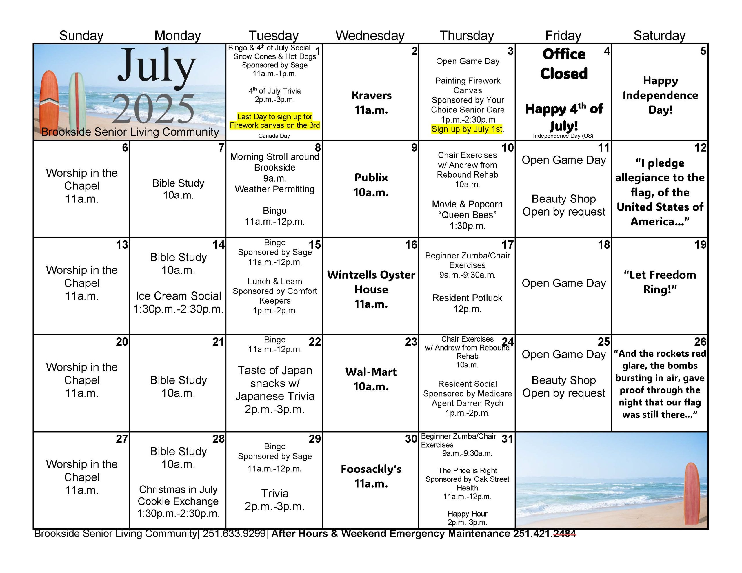 Jul25-Seasonal-A-Letter Brookside Senior Living Events