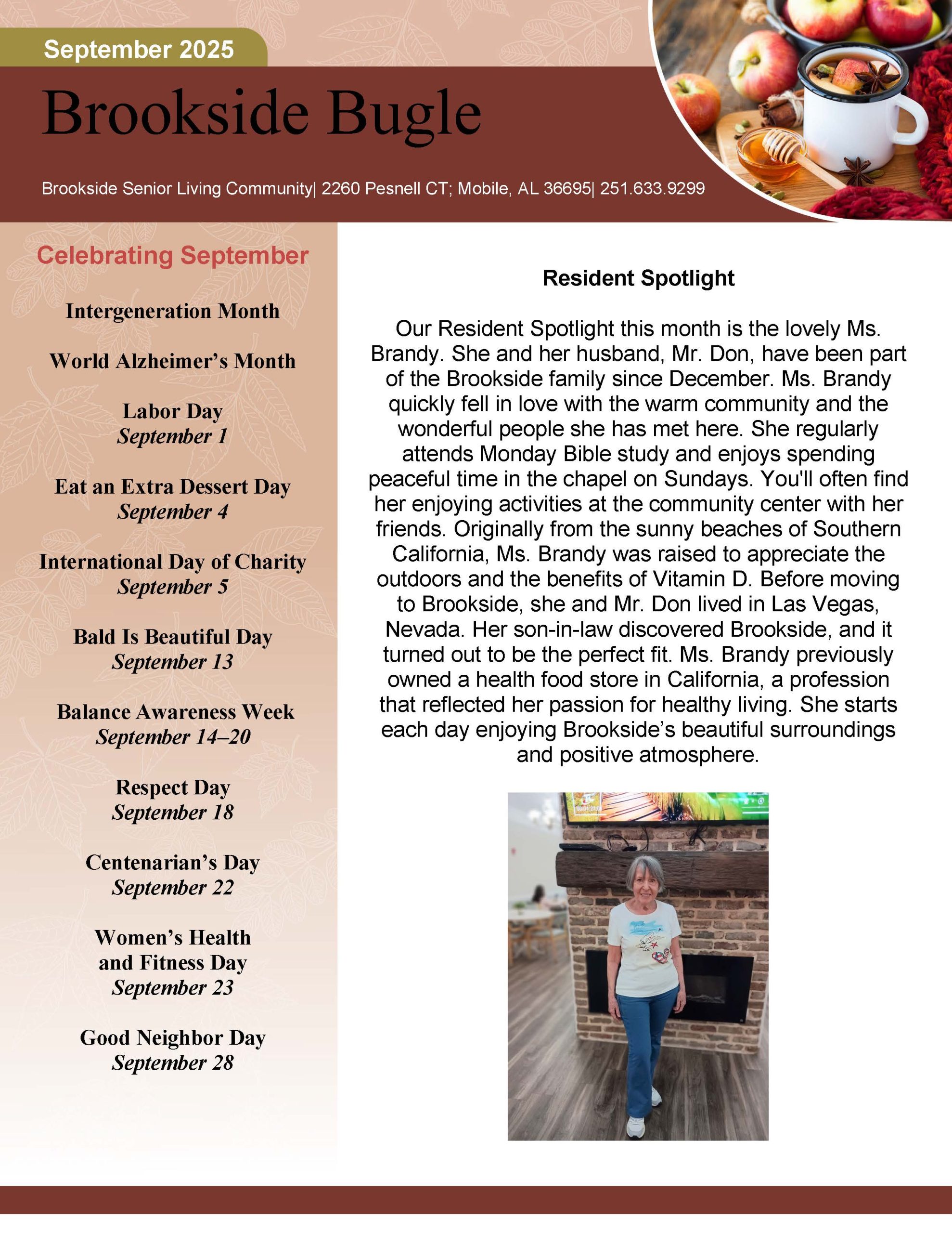 Sept 2025 NEWSLETTER_Page_1 Brookside Senior Living Activity Calendar