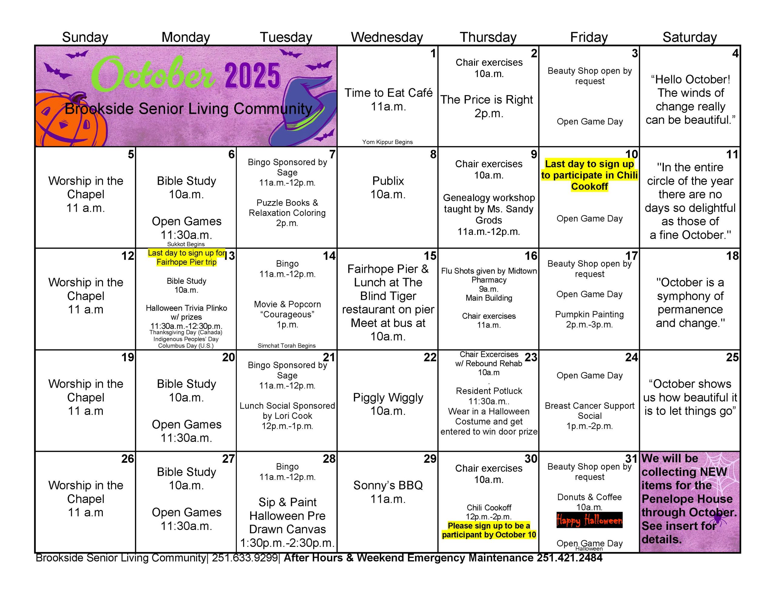 Brookside Senior Living Events