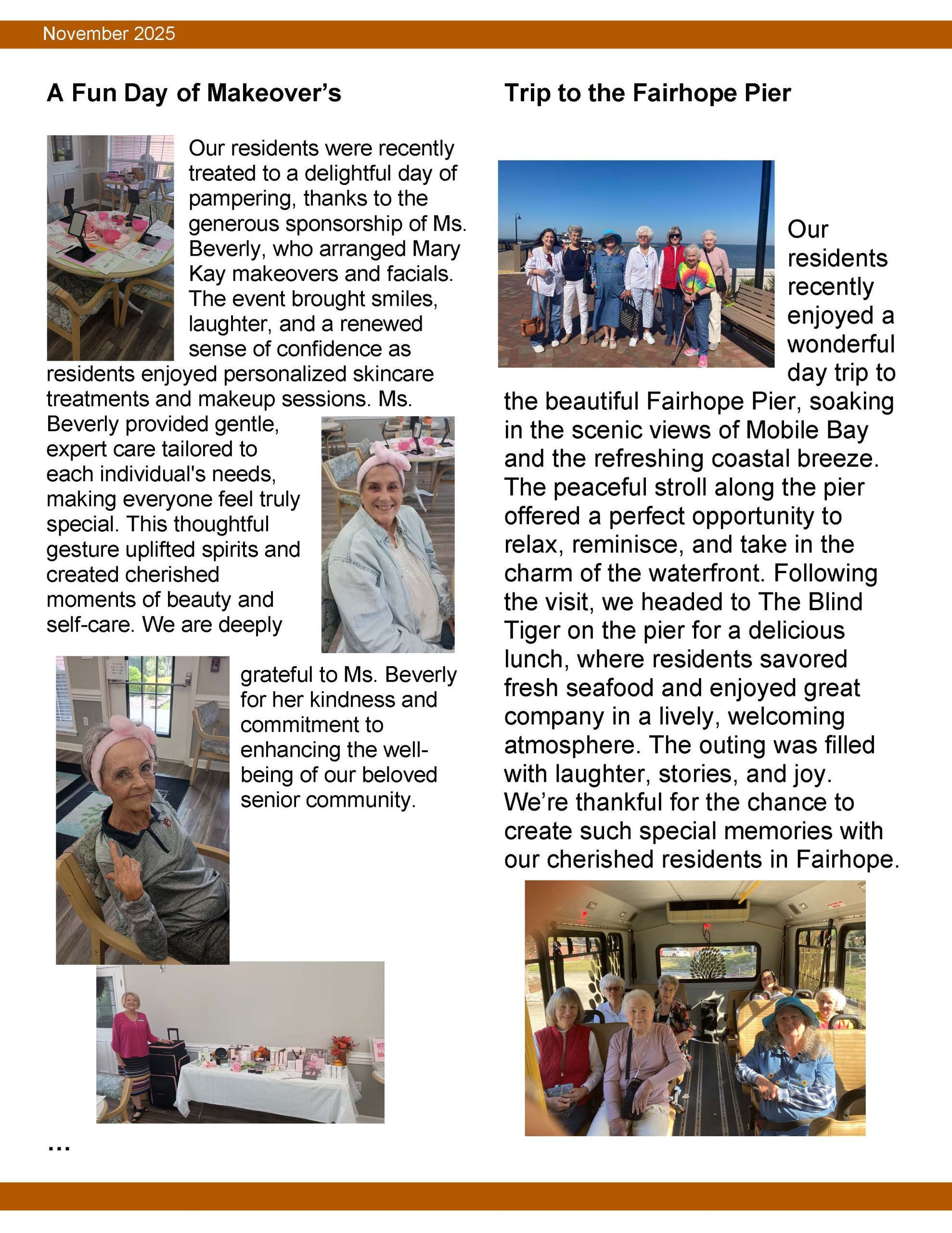 Brookside Senior Living Activity Calendar