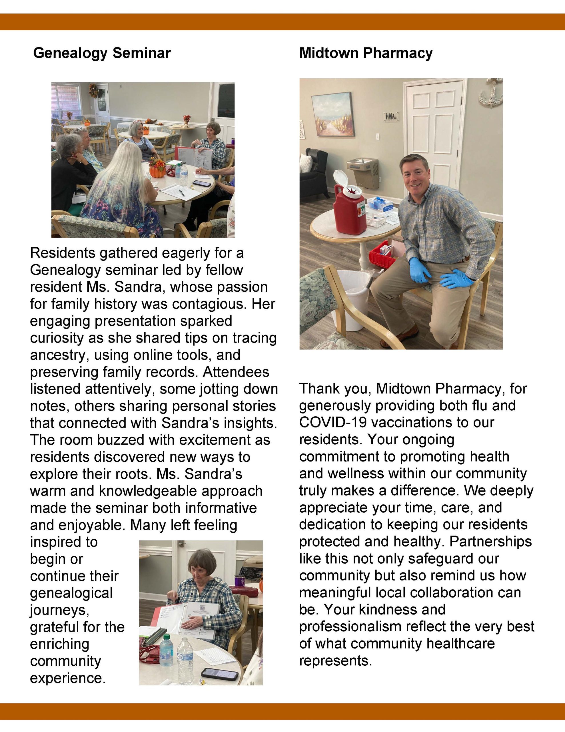 Brookside Senior Living Activity Calendar