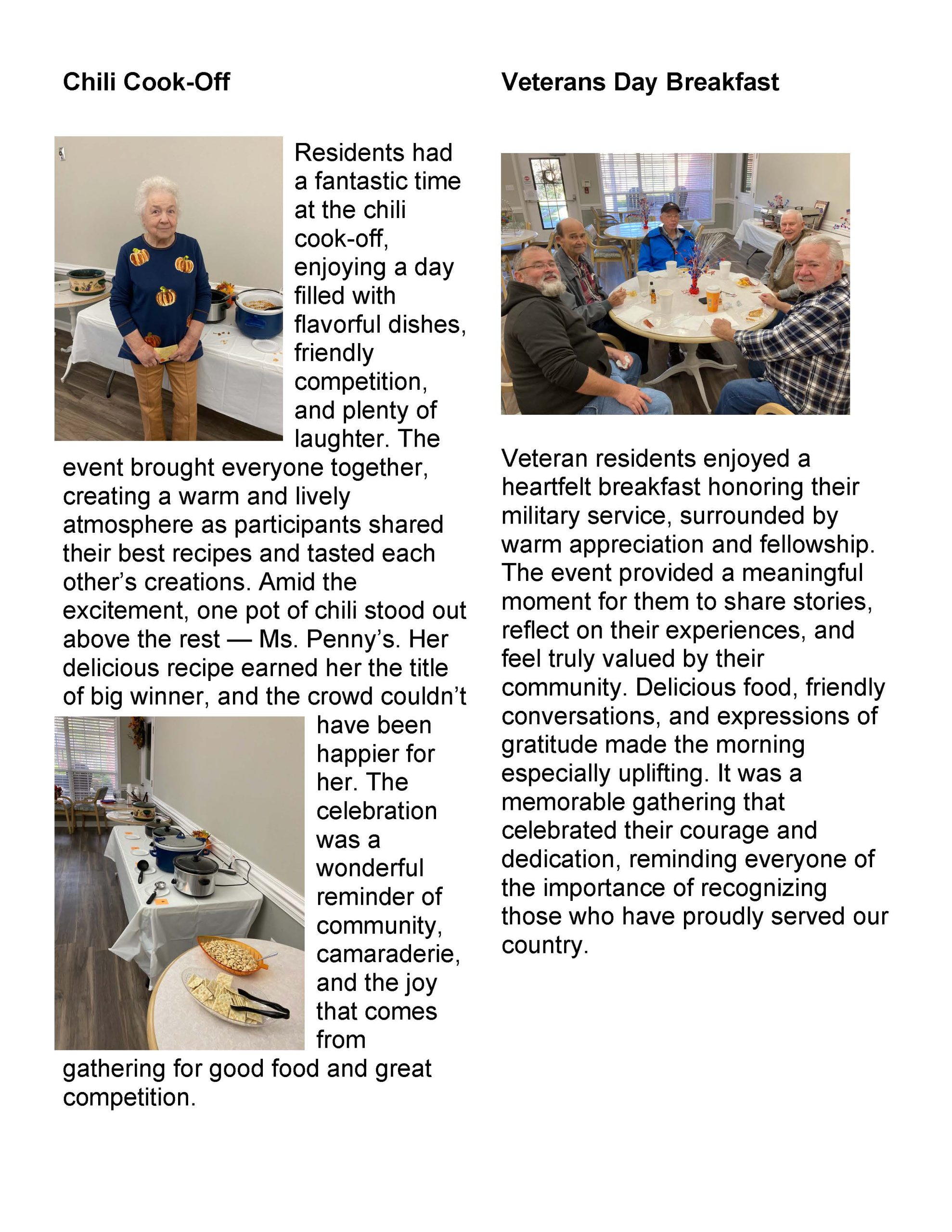 Brookside Senior Living Activity Calendar