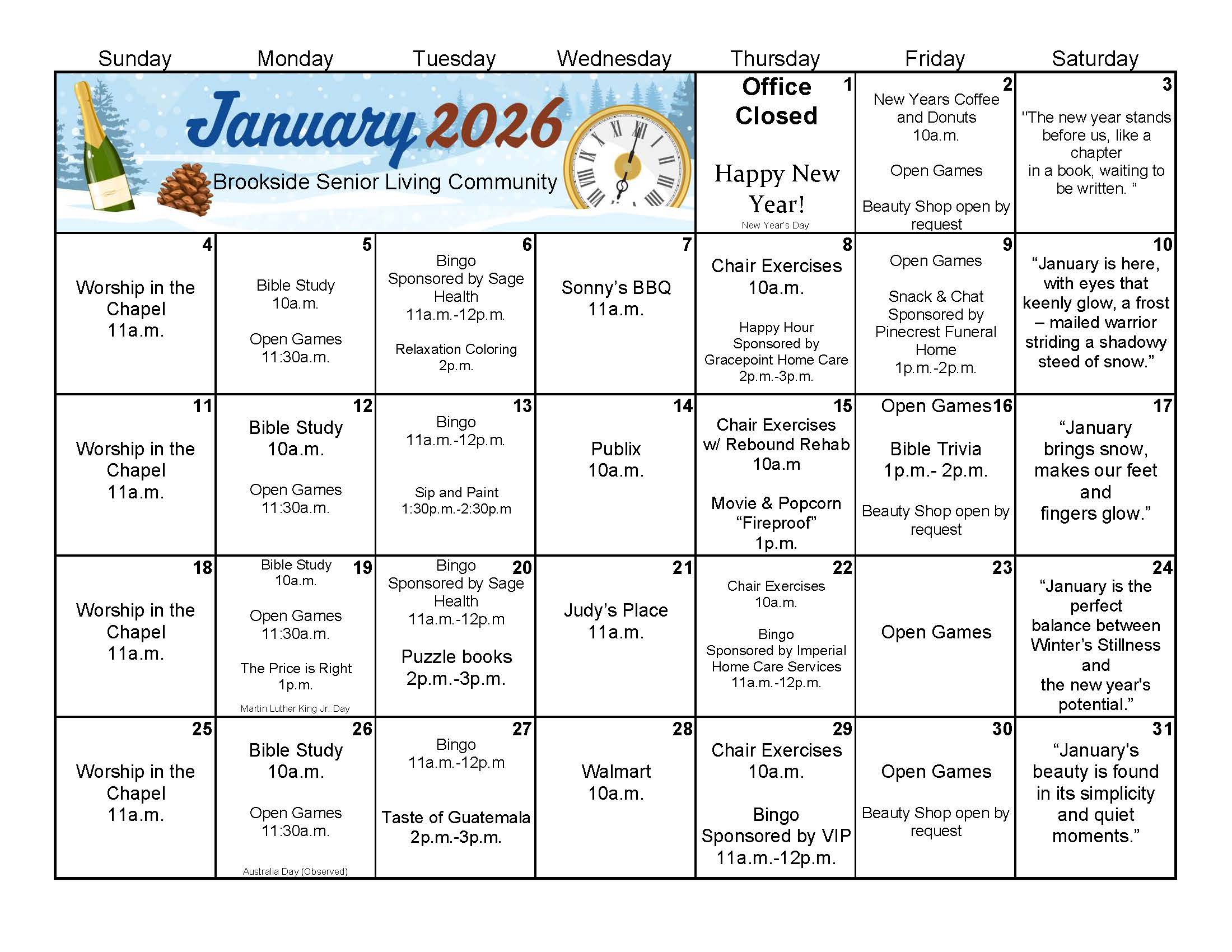 Brookside Senior Living Events