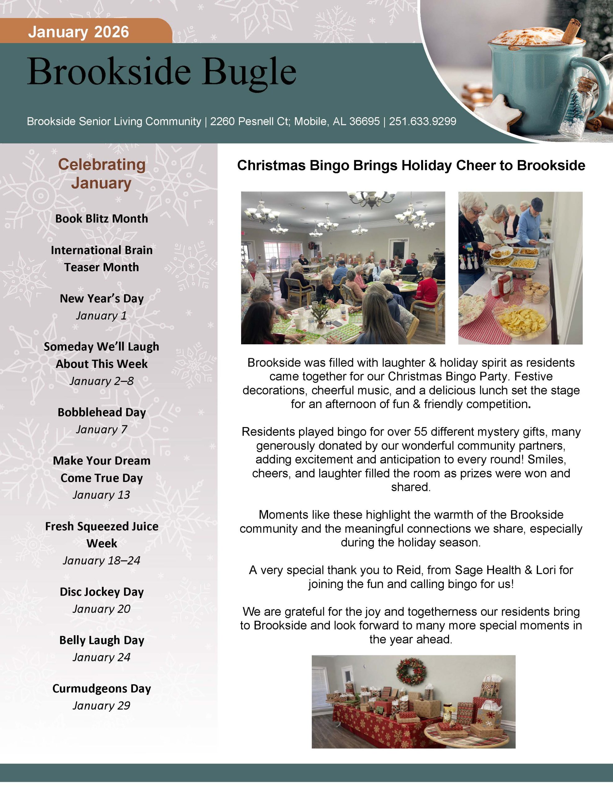 Brookside Senior Living Activity Calendar