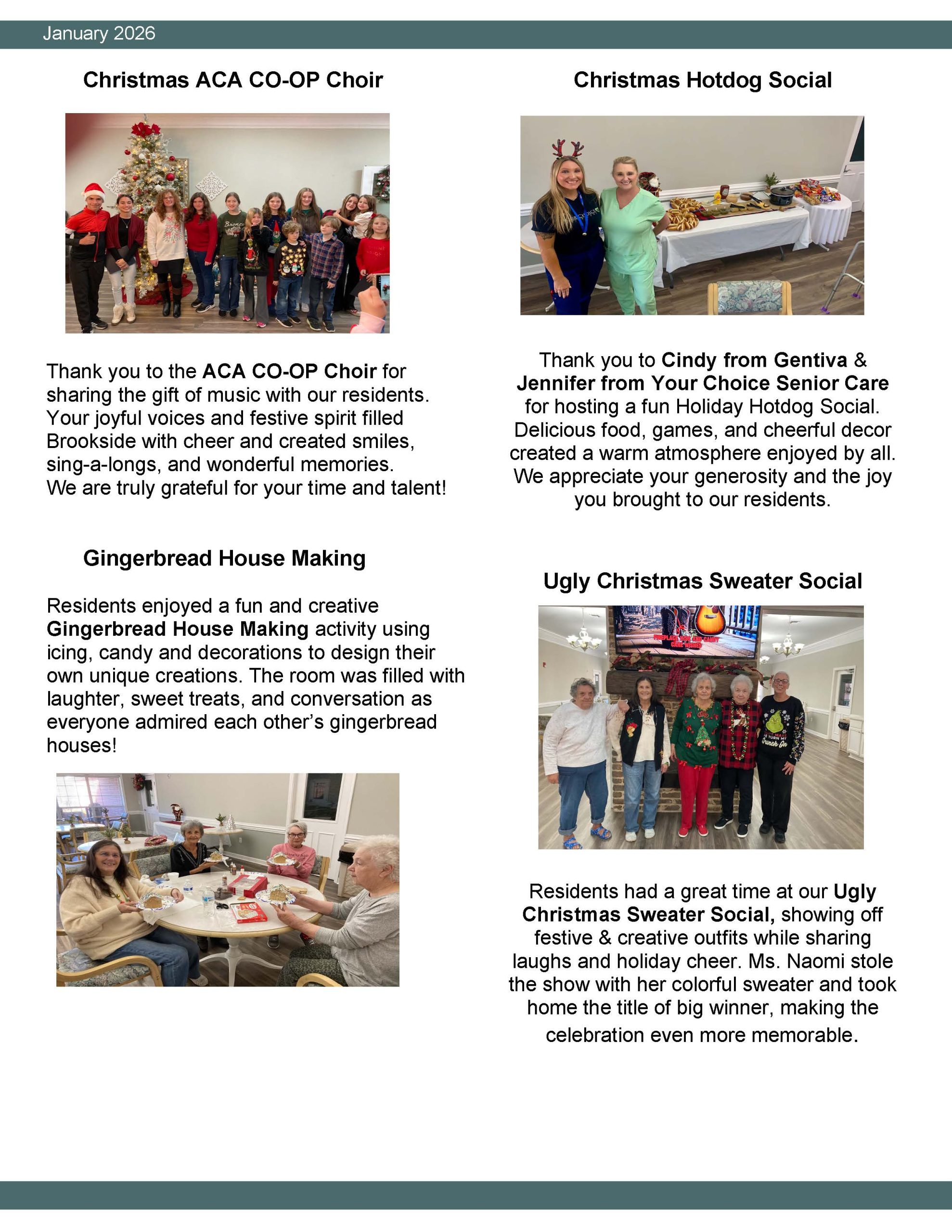 Brookside Senior Living Activity Calendar