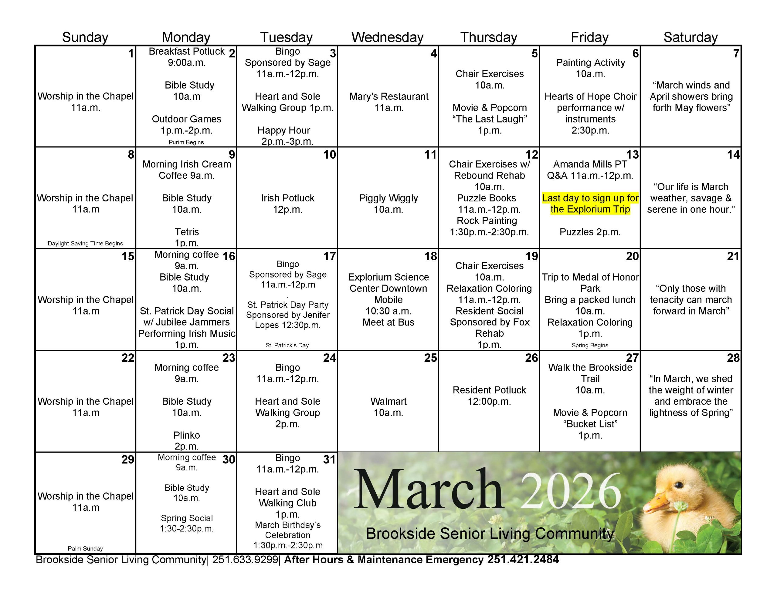 Brookside Senior Living Events