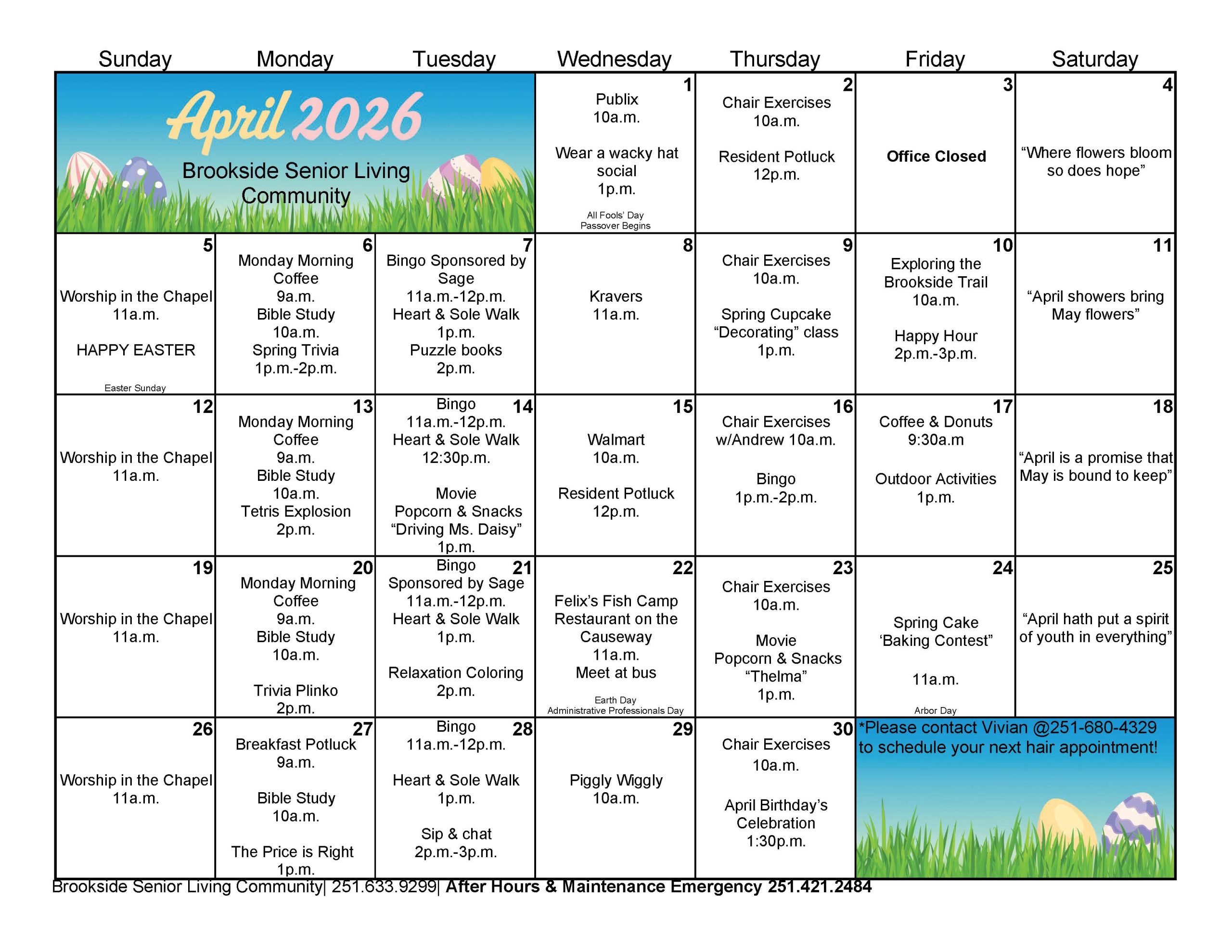 Brookside Senior Living Events