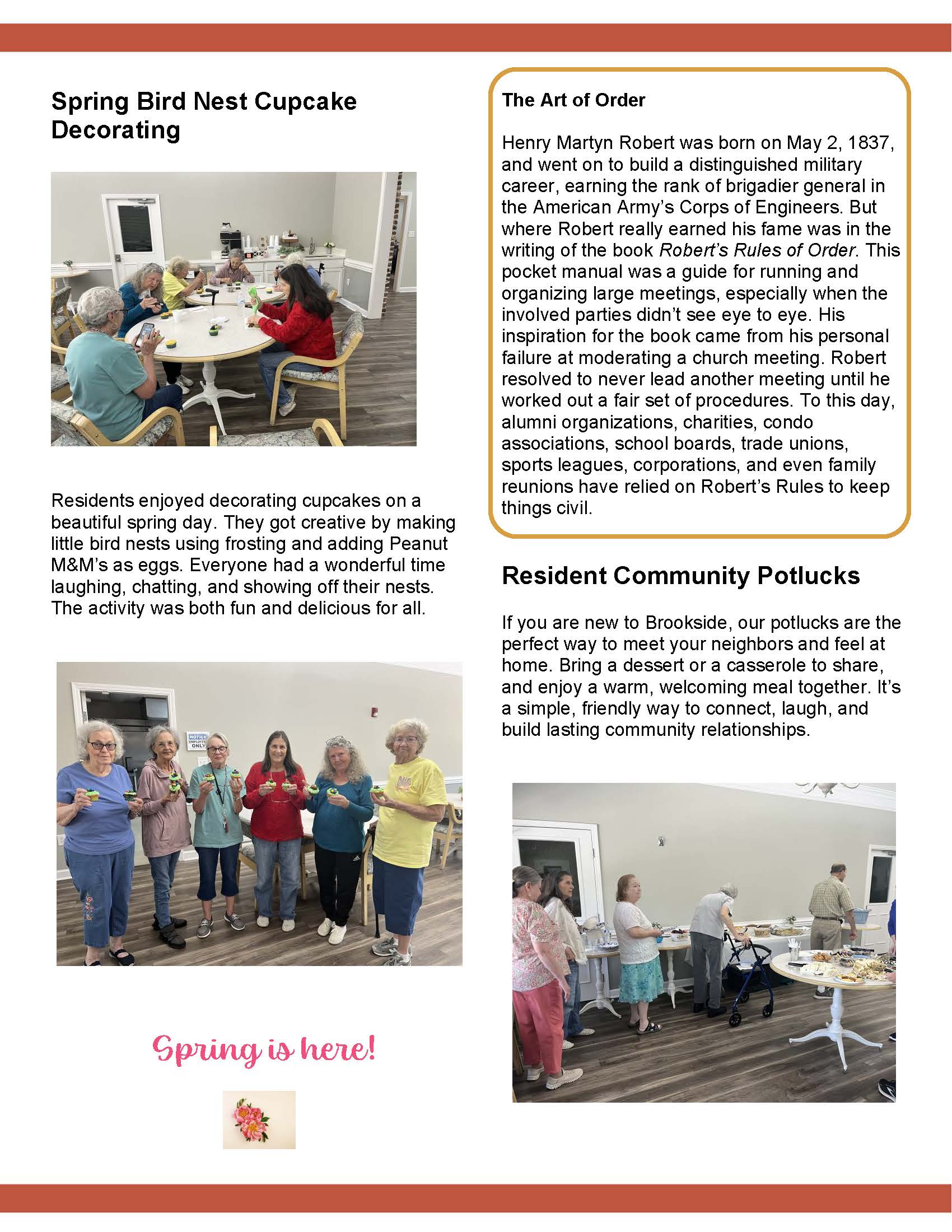 Brookside Senior Living Activity Calendar