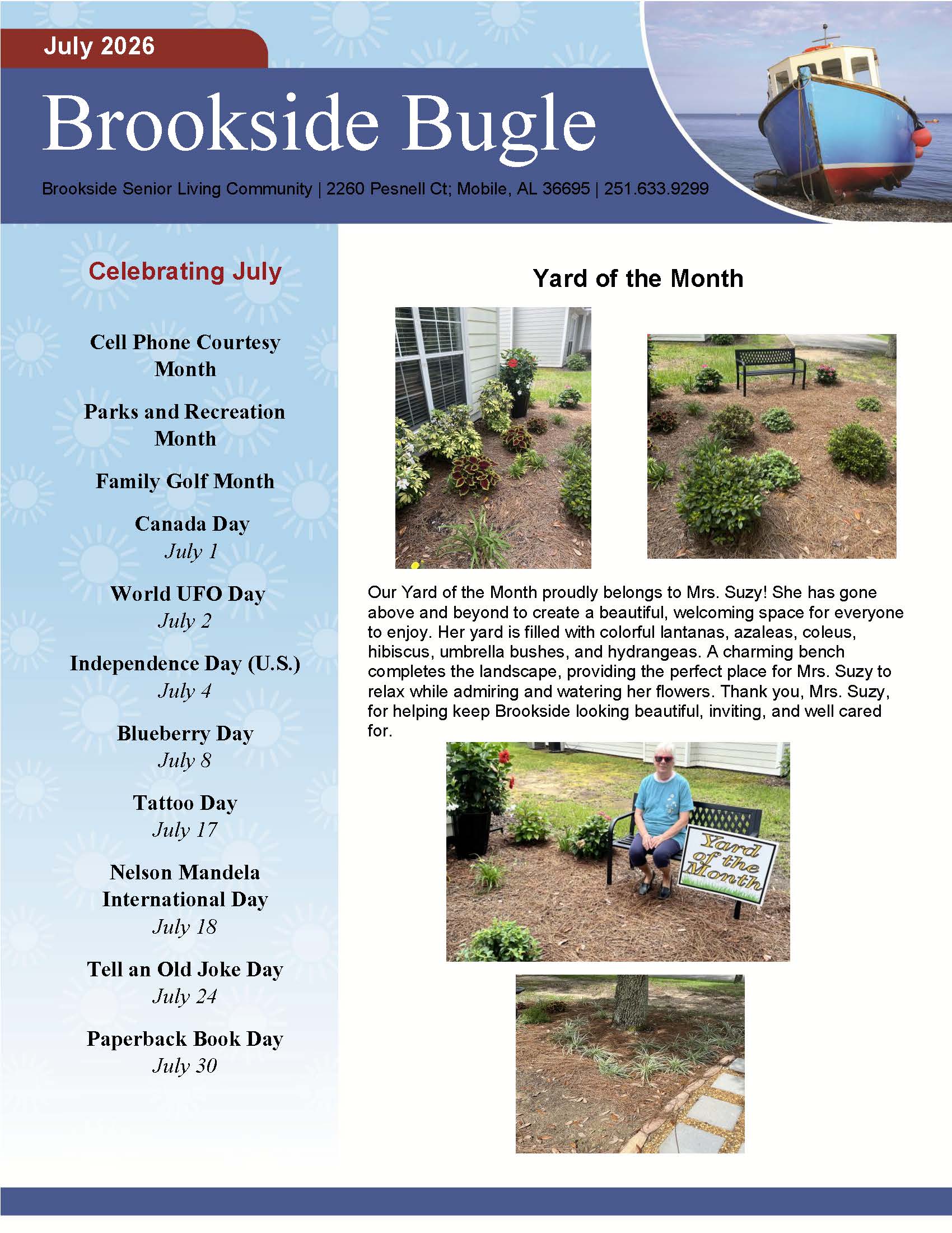 Brookside Senior Living Activity Calendar