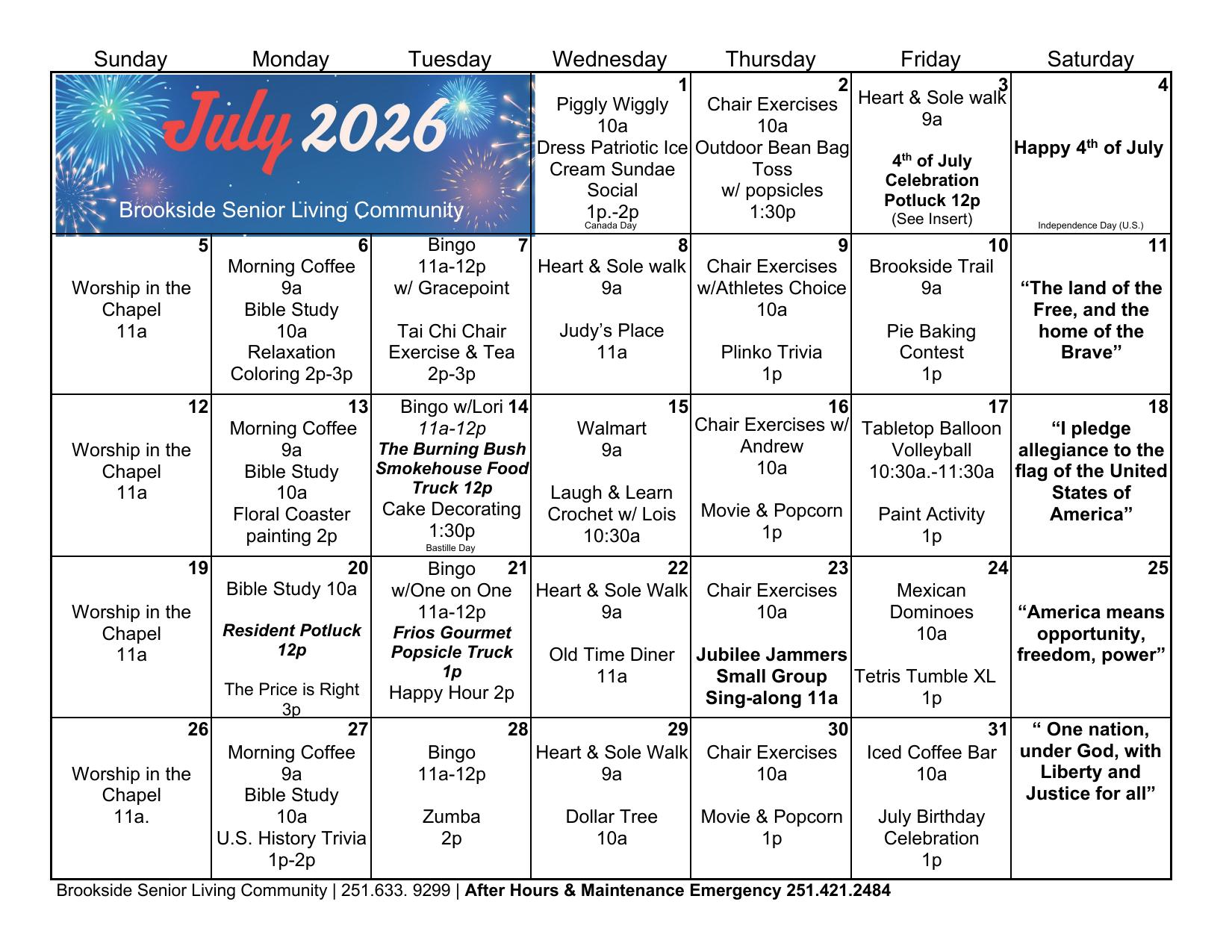 Brookside Senior Living Events