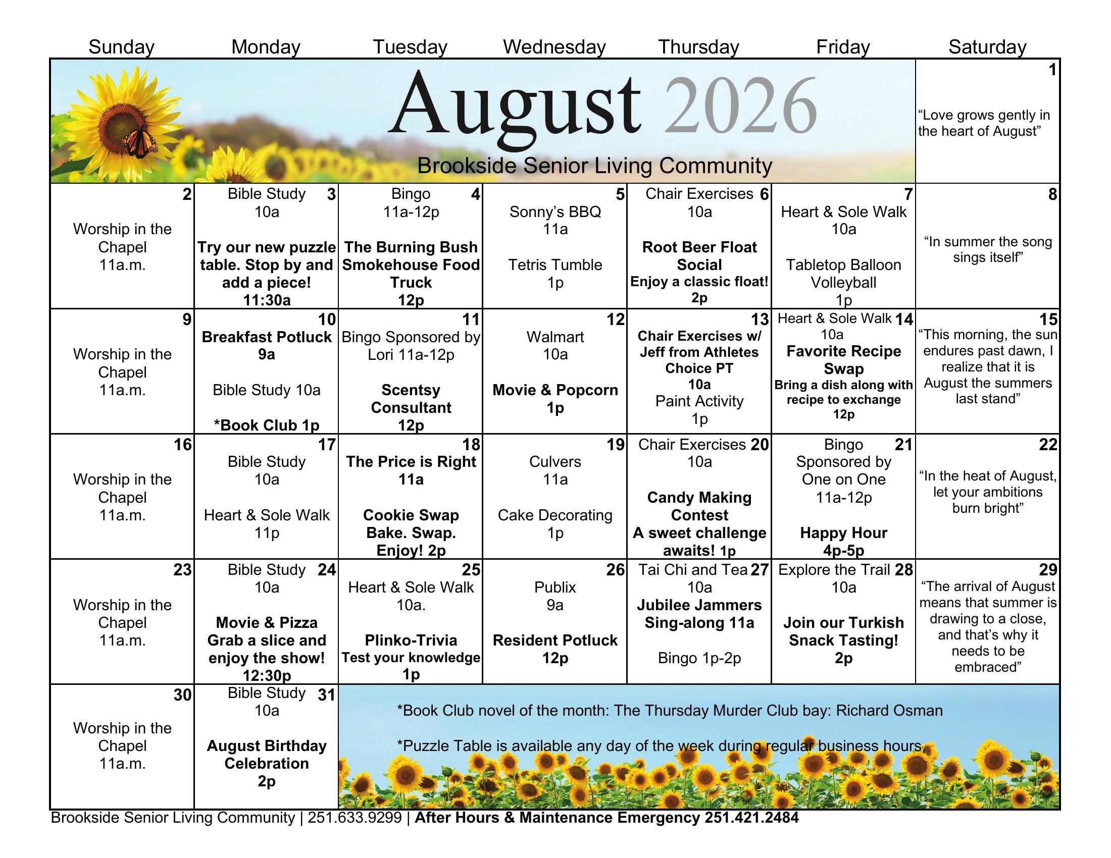 Brookside Senior Living Events