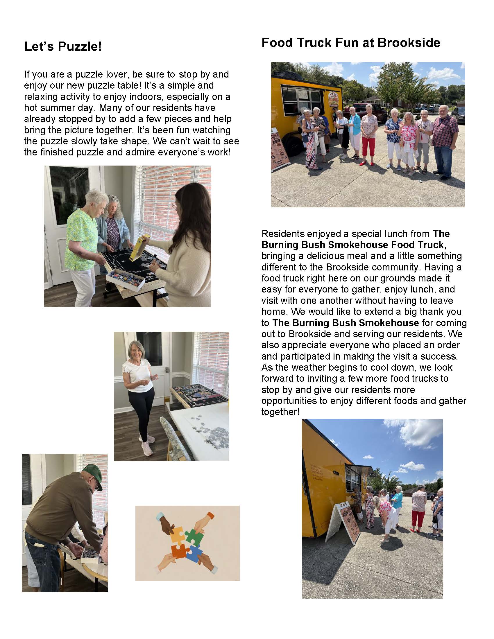 Brookside Senior Living Activity Calendar