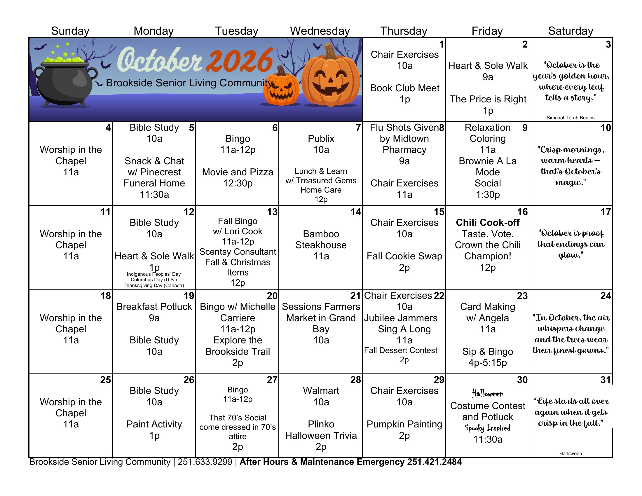Brookside Senior Living Events